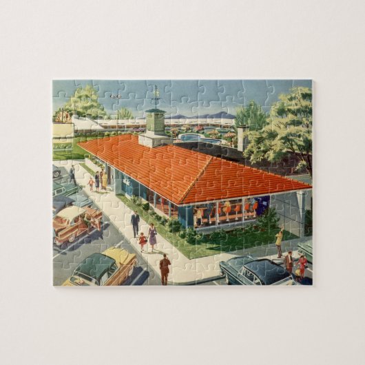 bedrijf, jaren 50 Familie Restaurant Diner Legpuzzel (Horizontaal)