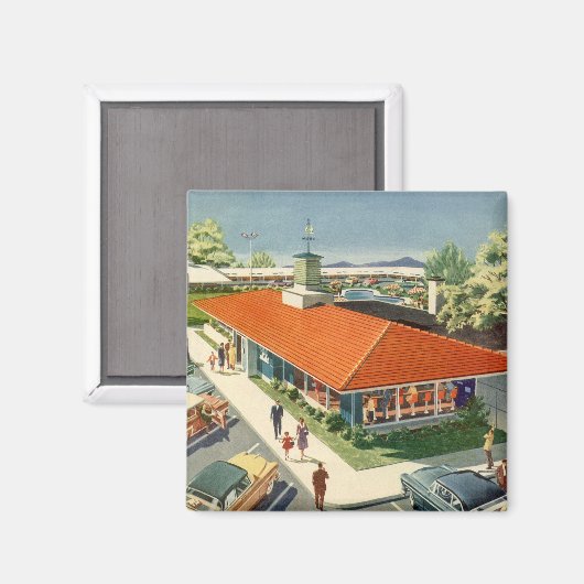  bedrijf, jaren 50 Familie Restaurant Diner Magneet (Voorkant / Achterkant)
