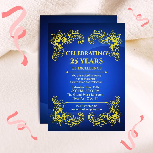 Bedrijf Jubileum Elegant Business Navy Kaart