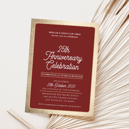 BEDRIJF JUBILEUM modern zakelijk maroon goud Kaart