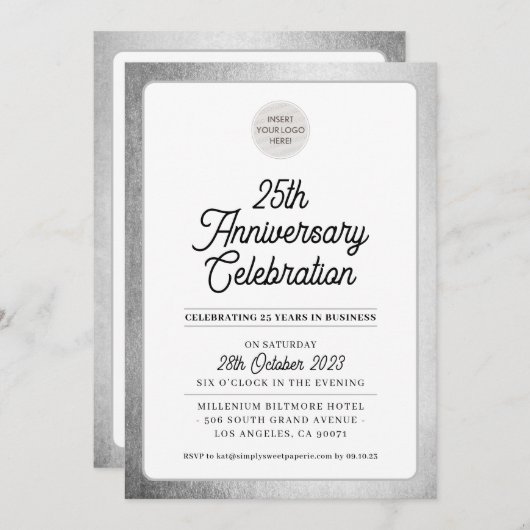 BEDRIJF JUBILEUM modern zakelijk zilvergrijs Kaart (Voorkant / Achterkant)