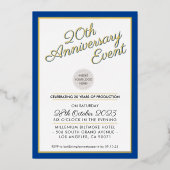 BEDRIJF JUBILEUM PARTY modern logo blauw goud Folie Uitnodiging (Voorkant)