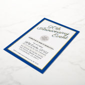 BEDRIJF JUBILEUM PARTY modern logo blauw goud Folie Uitnodiging (Gedraaid)