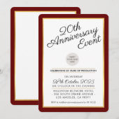 BEDRIJF JUBILEUM PARTY modern maroon rood goud Kaart (Voorkant / Achterkant)