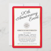 BEDRIJF JUBILEUM PARTY modern zakelijk rood goud Kaart (Voorkant)