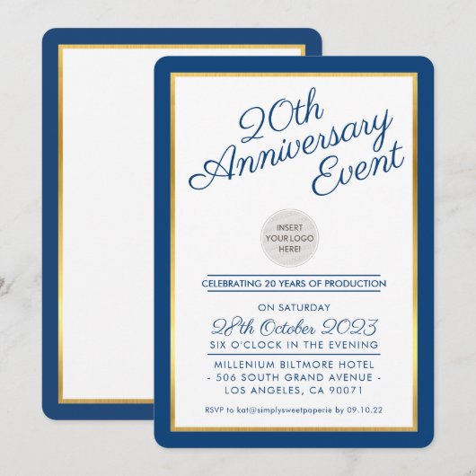BEDRIJF JUBILEUM PARTY moderne business navy Kaart (Voorkant / Achterkant)