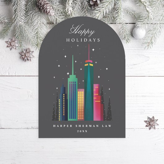 Bedrijf Kantoor City Skyline Business Arch Diecut Kaart