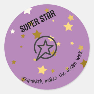 Bedrijf/Kantoor/School - supergouden ster bewerkba Ronde Sticker