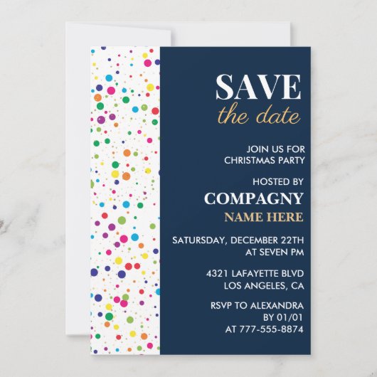 Bedrijf Kerstfeest Bewaar de datum Confetti Kaart (Voorkant)
