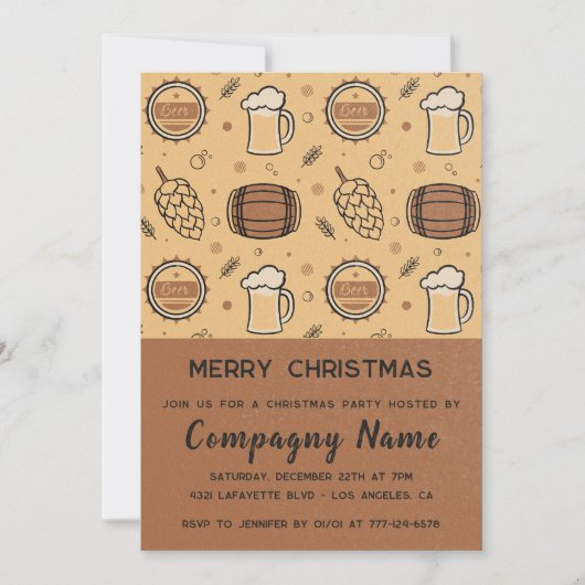 Bedrijf Kerstfeest Bier Rustiek Kaart (Voorkant)