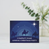 Bedrijf Kerstfeest Drie Wisemen Blue Star Briefkaart (Staand voorkant)