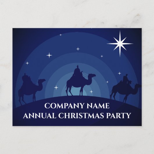 Bedrijf Kerstfeest Drie Wisemen Blue Star Briefkaart (Voorkant)