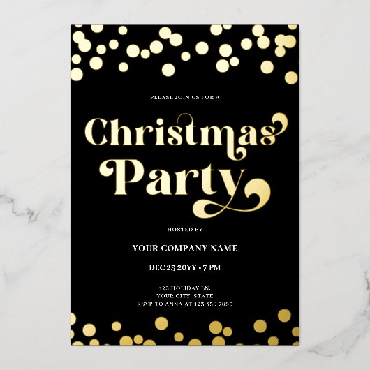 Bedrijf Kerstfeest Gold Folie Uitnodiging (Voorkant)