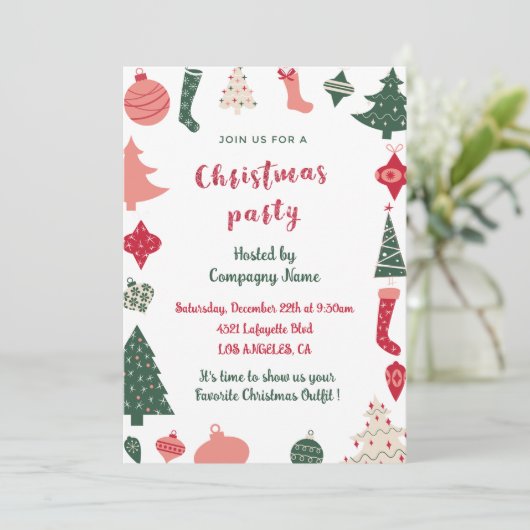 Bedrijf Kerstfeest Kerstpatroon Kaart (Staand voorkant)