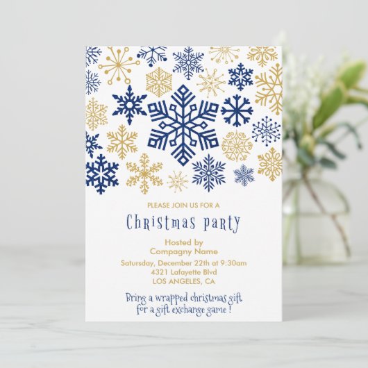 Bedrijf Kerstfeest Nodig Chic Snowflakes Kaart (Staand voorkant)