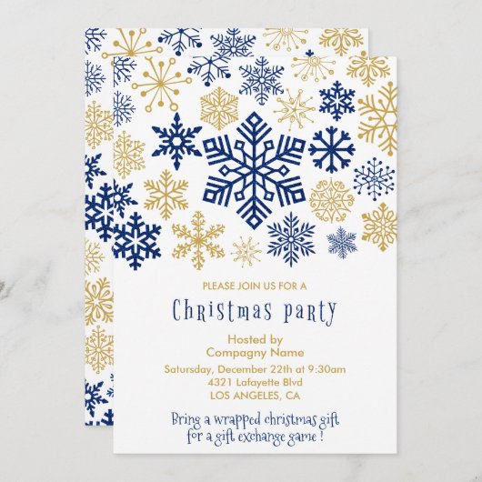 Bedrijf Kerstfeest Nodig Chic Snowflakes Kaart (Voorkant / Achterkant)