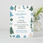 Bedrijf Kerstfeest Nodig Schattige groen blauw uit Kaart (Staand voorkant)