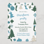 Bedrijf Kerstfeest Nodig Schattige groen blauw uit Kaart (Voorkant / Achterkant)