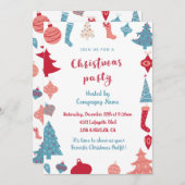 Bedrijf Kerstfeest Nodig Schattige roze en blauw u Kaart (Voorkant / Achterkant)