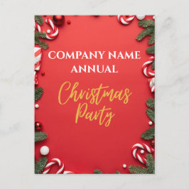 Bedrijf Kerstfeest Rode Candy Cane Uitnodiging