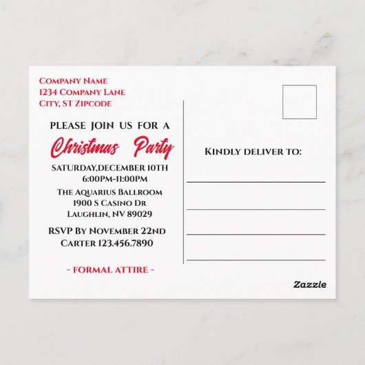 Bedrijf Kerstfeest Rode Candy Cane Uitnodiging (Achterkant)