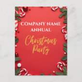 Bedrijf Kerstfeest Rode Candy Cane Uitnodiging (Voorkant)