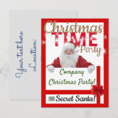 Bedrijf Kerstfeest rood Santa werknemer cadeau Uitnodiging Briefkaart (Voorkant / Achterkant)