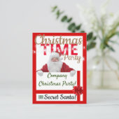Bedrijf Kerstfeest rood Santa werknemer cadeau Uitnodiging Briefkaart (Staand voorkant)
