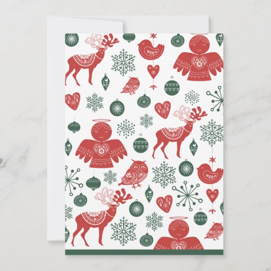 Bedrijf Kerstmis Mooie Nordic Pattern Green Kaart (Achterkant)