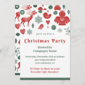 Bedrijf Kerstmis Mooie Nordic Pattern Green Kaart (Voorkant / Achterkant)