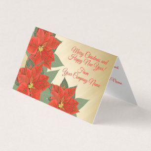Bedrijf   Klantenrood Poinsettia Gold Kerstmis Kaart