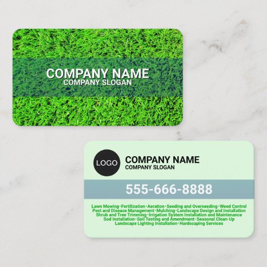 (Bedrijf Landscaping Logo) Grass & Lawn Care Visitekaartje (Voorkant / Achterkant)