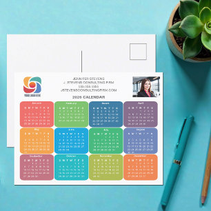 Bedrijf Logo 2026 Zakelijke Kleurrijke Kalender Briefkaart