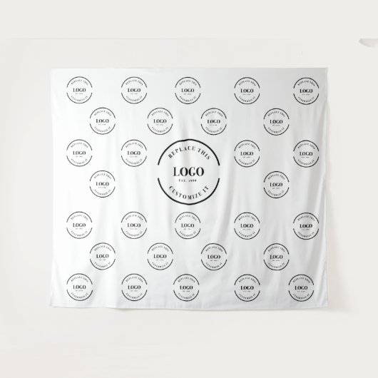 Bedrijf Logo achtergrond Instant stap en herhaal Wandkleed (Voorkant (horizontaal))