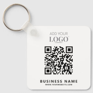 Bedrijf Logo Bedrijfsnaam Branding QR Code & Tekst Sleutelhanger