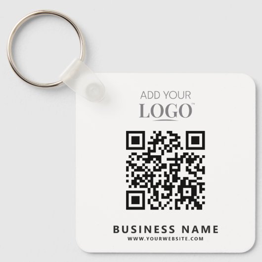 Bedrijf Logo Bedrijfsnaam Branding QR Code & Tekst Sleutelhanger (Voorkant)