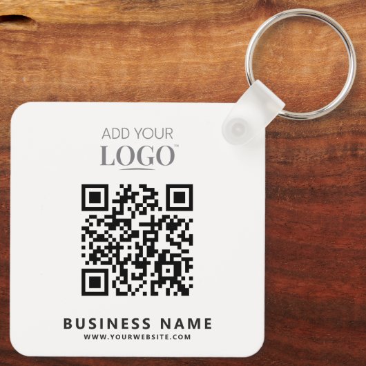 Bedrijf Logo Bedrijfsnaam Branding QR Code & Tekst Sleutelhanger (Achterkant)