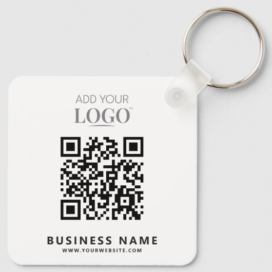 Bedrijf Logo Bedrijfsnaam Branding QR Code & Tekst Sleutelhanger (Achterkant)