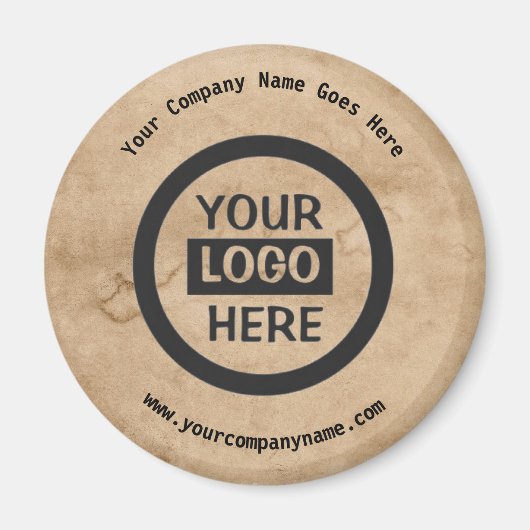 Bedrijf Logo & Bedrijfsnaam | Bruine achtergrond o Magneet (Voorkant)