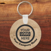 Bedrijf Logo & Bedrijfsnaam | Bruine achtergrond o Sleutelhanger (Voorkant)