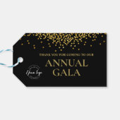 Bedrijf Logo Black Gold Confetti Jaarlijks Gala Cadeaulabel (Achterkant Horizontaal)