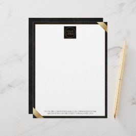 Bedrijf Logo Black Leather Premium Letterhead Briefhoofd