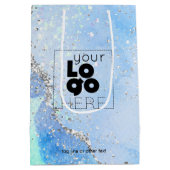 Bedrijf Logo Blauw Glitter Agate Paper Small/ Medium Cadeauzakje (Achterkant)