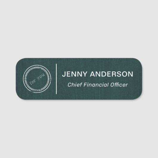 Bedrijf Logo Brushed Faux Employee Name Tag (Voorkant)