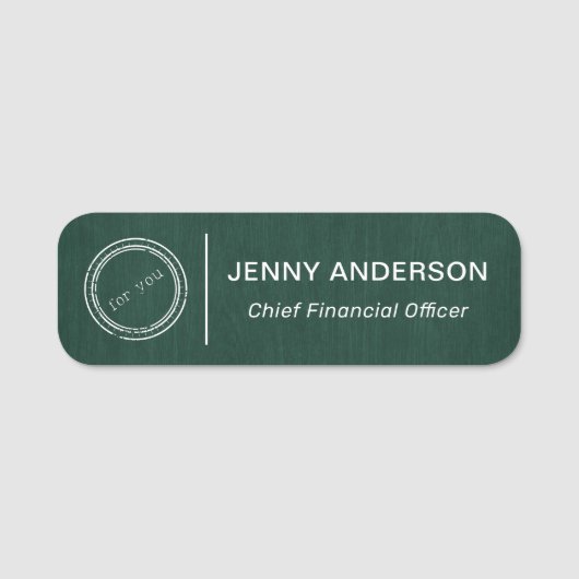 Bedrijf Logo Brushed Faux Employee Name Tag (Voorkant)