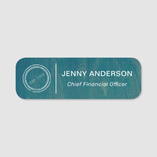 Bedrijf Logo Brushed Faux Employee Name Tag (Voorkant)