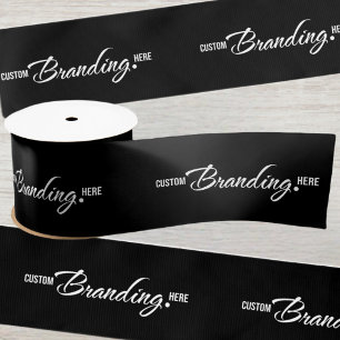 Bedrijf Logo Business Branded Black Gift Wrapping Satijnen Lint