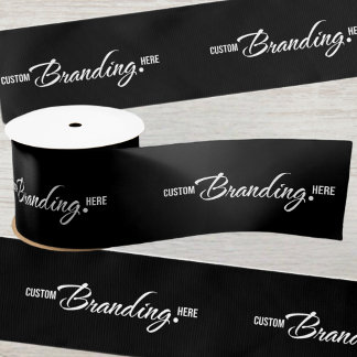 Bedrijf Logo Business Branded Black Gift Wrapping Satijnen Lint