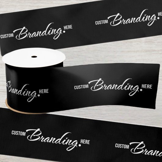 Bedrijf Logo Business Branded Black Gift Wrapping Satijnen Lint