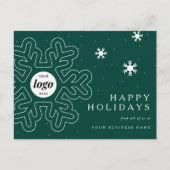 Bedrijf Logo Christmas Snowflakes Green Corporate Feestdagenkaart (Voorkant)